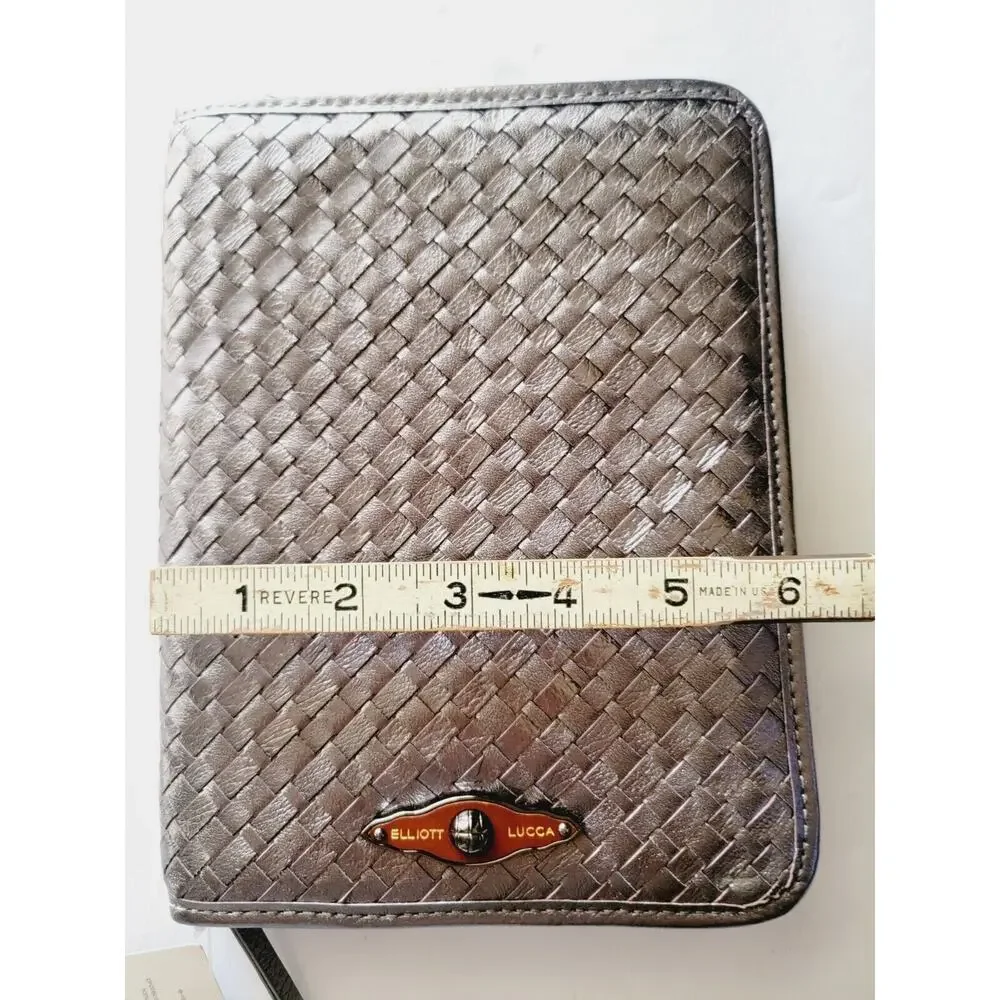 NWT Elliott Lucca Graphite Woven Leather Kindle Nook E-Reader Case